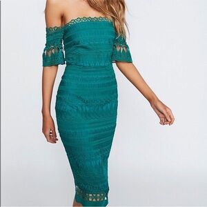 Free People Saylor Mariah Lace Crotchet Midi Dress Green Size M